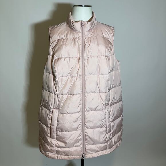 J. Jill Pink Down Fill Insulated Quilted Puffer Vest Pockets Womens Plus Size 1X - Picture 1 of 12